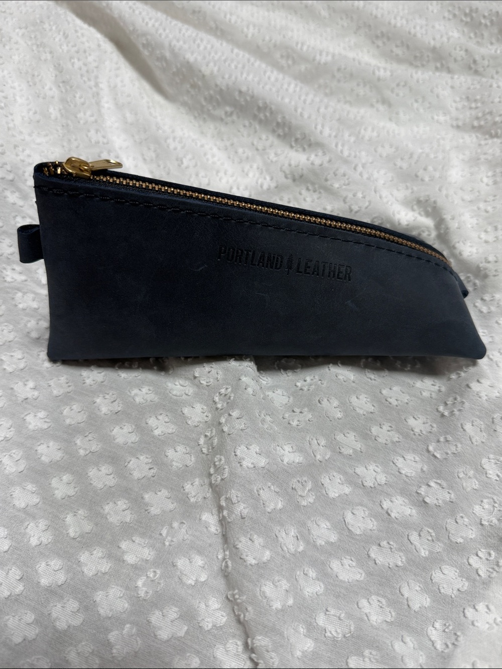 Portland Leather Blue Leather Zipper Pouch